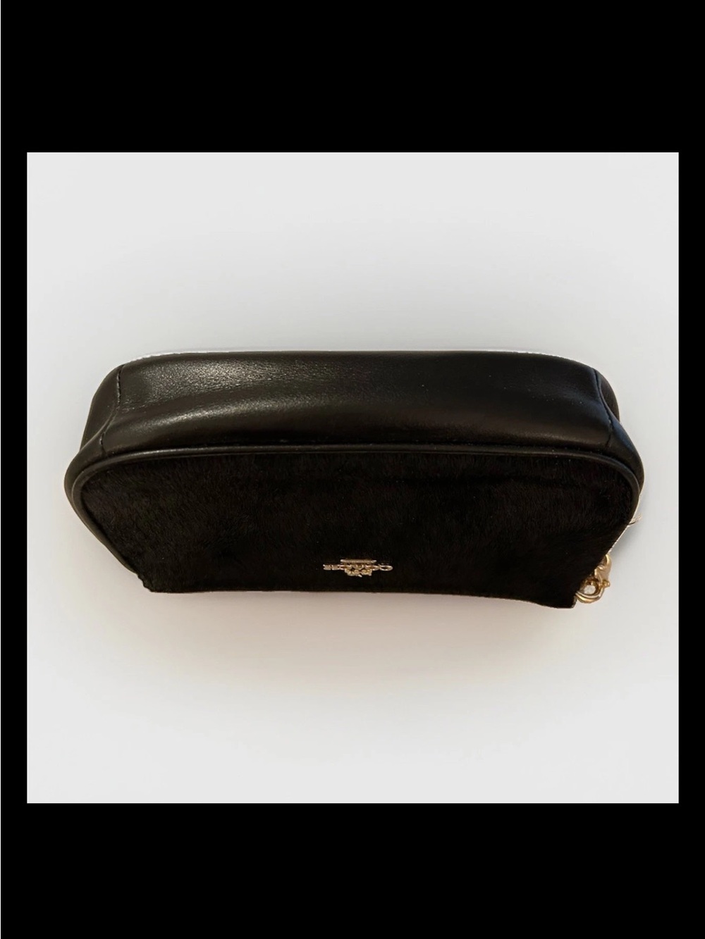 Coach Clutch Nolita 19, Black Haircalf, Black Leather Trim, Brass Chain Strap - Picture 4 of 9